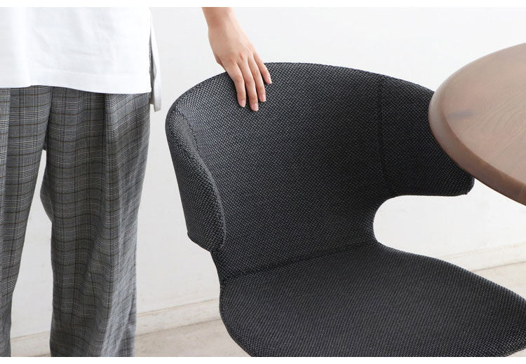 ラウンドチェア ダイニングチェア 肘掛け付き 回転式 ファブリック 座面高44cm オフィスチェア リビング ダイニング デスク リモートワーク(代引不可)