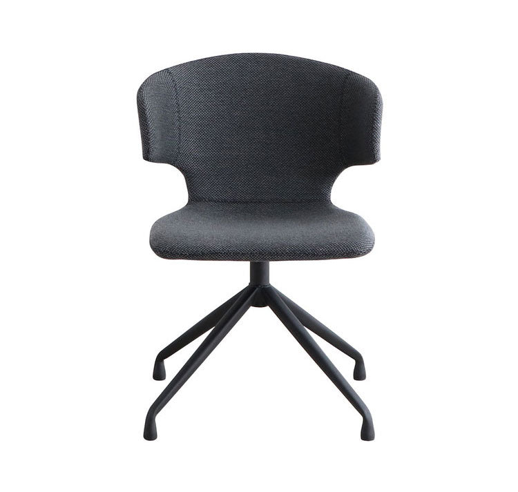 ラウンドチェア ダイニングチェア 肘掛け付き 回転式 ファブリック 座面高44cm オフィスチェア リビング ダイニング デスク リモートワーク(代引不可)