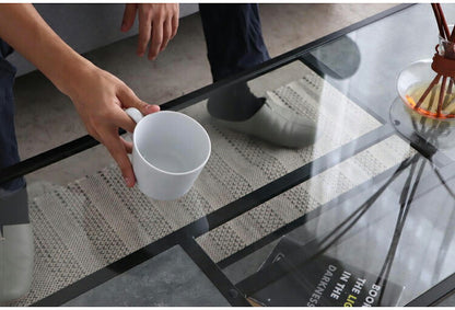 センターテーブル 105×50cm ガラステーブル 棚付き リバーシブル 脚部 ローテーブル 棚板 収納 リビング ワンルーム おしゃれ スタイリッシュ モダン デザイナーズマンション オブジェ テーブル(代引不可)