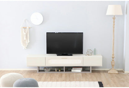 テレビボード 完成品 日本製 幅180cm 引き出し付き テレビ台 ローボード ホワイト 国産 真鍮 TV台 TVボード 収納 フラップ テレビラック リビング(代引不可)