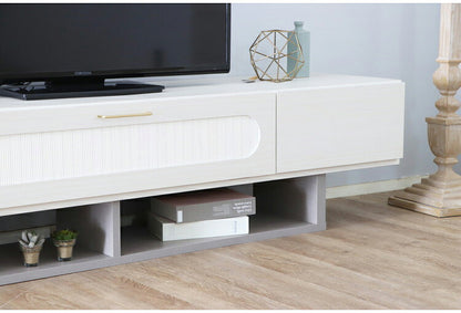 テレビボード 完成品 日本製 幅180cm 引き出し付き テレビ台 ローボード ホワイト 国産 真鍮 TV台 TVボード 収納 フラップ テレビラック リビング(代引不可)