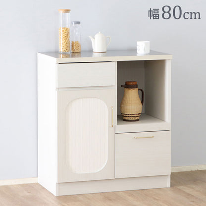 キッチンカウンター 完成品 日本製 幅80cm 食器棚 ステンレス天板 引き出し 可動棚 スライド棚 扉収納 キッチンボード キャビネット おしゃれ 真鍮 キッチン収納 国産 リビング キッチン ダイニング(代引不可)