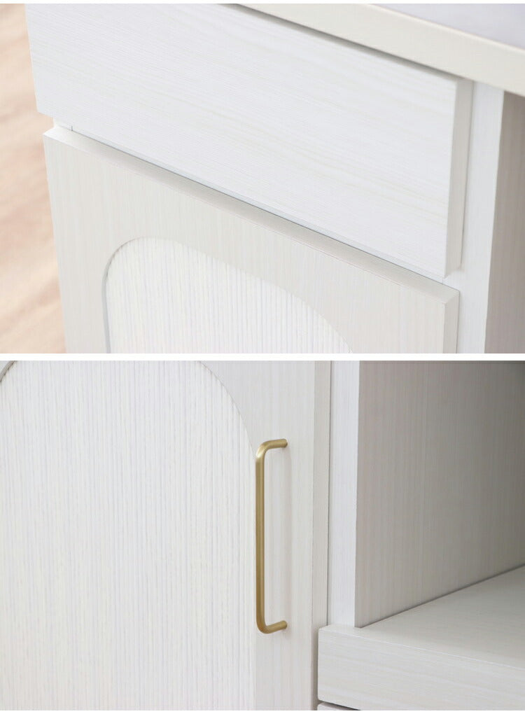 キッチンカウンター 完成品 日本製 幅80cm 食器棚 ステンレス天板 引き出し 可動棚 スライド棚 扉収納 キッチンボード キャビネット おしゃれ 真鍮 キッチン収納 国産 リビング キッチン ダイニング(代引不可)