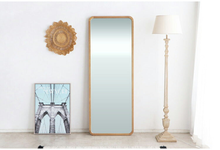 スタイルミラー スクエア 全身鏡 姿見 60×160cm ウォールミラー 立て掛け オーク 木製 おしゃれ リビング 寝室 玄関 壁面 スタンドミラー ワンルーム 鏡 ミラー(代引不可)