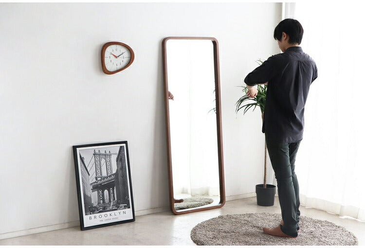 スタイルミラー スクエア 全身鏡 姿見 60×160cm ウォールミラー 立て掛け オーク 木製 おしゃれ リビング 寝室 玄関 壁面 スタンドミラー ワンルーム 鏡 ミラー(代引不可)