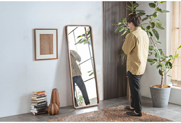スタイルミラー スクエア 全身鏡 姿見 60×160cm ウォールミラー 立て掛け オーク 木製 おしゃれ リビング 寝室 玄関 壁面 スタンドミラー ワンルーム 鏡 ミラー(代引不可)