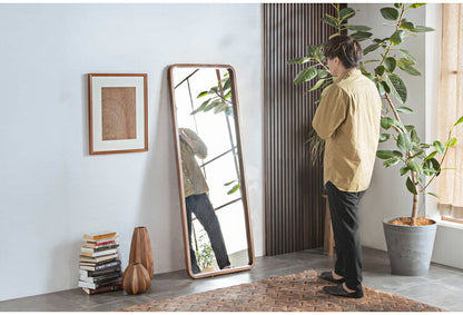スタイルミラー スクエア 全身鏡 姿見 60×160cm ウォールミラー 立て掛け オーク 木製 おしゃれ リビング 寝室 玄関 壁面 スタンドミラー ワンルーム 鏡 ミラー(代引不可)