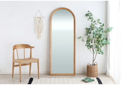 スタイルミラー アーチ型 全身鏡 姿見 60×160cm ウォールミラー 立て掛け オーク アッシュ 木製 おしゃれ リビング 寝室 玄関 壁面 スタンドミラー ワンルーム 鏡 ミラー(代引不可)