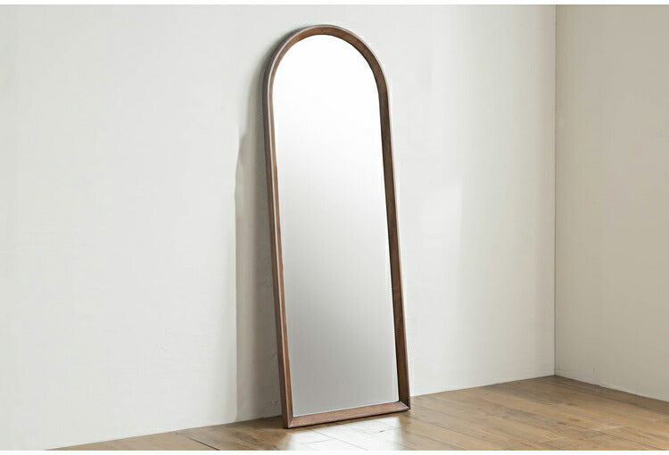 スタイルミラー アーチ型 全身鏡 姿見 60×160cm ウォールミラー 立て掛け オーク アッシュ 木製 おしゃれ リビング 寝室 玄関 壁面 スタンドミラー ワンルーム 鏡 ミラー(代引不可)