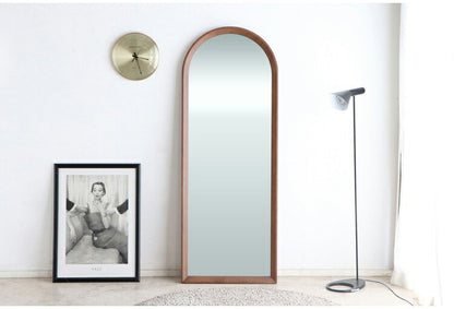 スタイルミラー アーチ型 全身鏡 姿見 60×160cm ウォールミラー 立て掛け オーク アッシュ 木製 おしゃれ リビング 寝室 玄関 壁面 スタンドミラー ワンルーム 鏡 ミラー(代引不可)