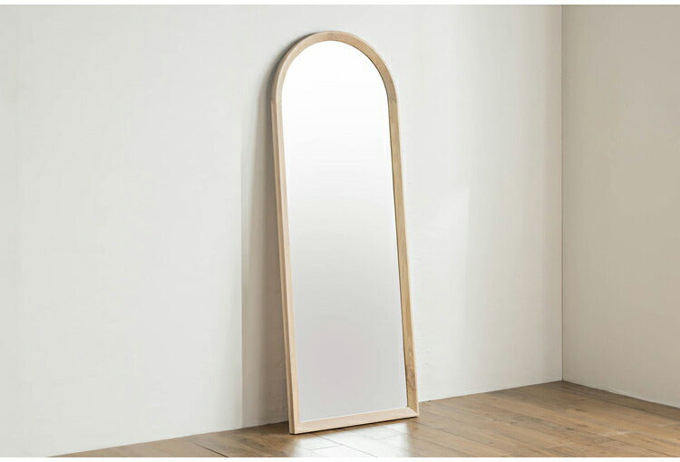 スタイルミラー アーチ型 全身鏡 姿見 60×160cm ウォールミラー 立て掛け オーク アッシュ 木製 おしゃれ リビング 寝室 玄関 壁面 スタンドミラー ワンルーム 鏡 ミラー(代引不可)