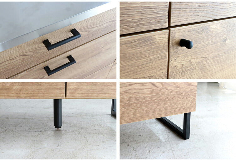 キッチンカウンター 国産 完成品 幅約90cm 食器棚 オープン収納 スライド棚 引き出し付き 扉付き コード穴 スチール脚 木目調 北欧風 家電収納 キッチン収納 日本製 リビング キッチン(代引不可)