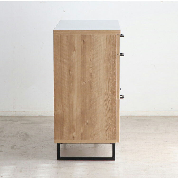 キッチンカウンター 国産 完成品 幅約90cm 食器棚 オープン収納 スライド棚 引き出し付き 扉付き コード穴 スチール脚 木目調 北欧風 家電収納 キッチン収納 日本製 リビング キッチン(代引不可)