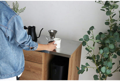 キッチンカウンター 国産 完成品 幅約90cm 食器棚 オープン収納 スライド棚 引き出し付き 扉付き コード穴 スチール脚 木目調 北欧風 家電収納 キッチン収納 日本製 リビング キッチン(代引不可)