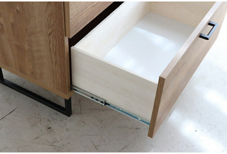 キッチンカウンター 国産 完成品 幅約90cm 食器棚 オープン収納 スライド棚 引き出し付き 扉付き コード穴 スチール脚 木目調 北欧風 家電収納 キッチン収納 日本製 リビング キッチン(代引不可)