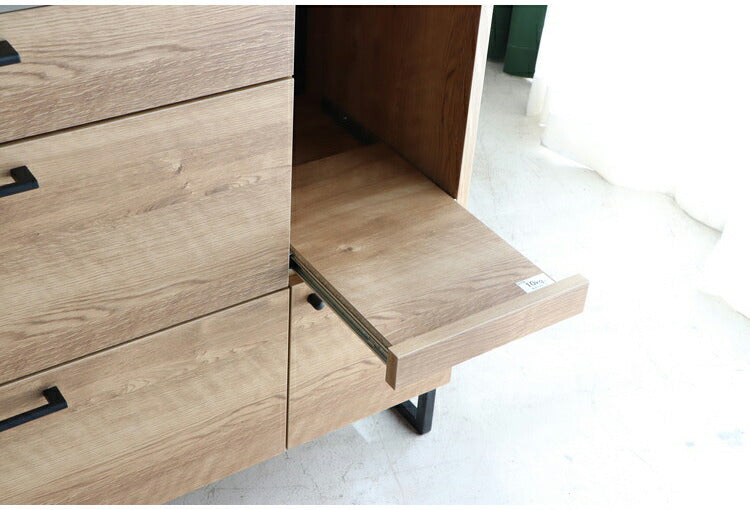 キッチンカウンター 国産 完成品 幅約90cm 食器棚 オープン収納 スライド棚 引き出し付き 扉付き コード穴 スチール脚 木目調 北欧風 家電収納 キッチン収納 日本製 リビング キッチン(代引不可)