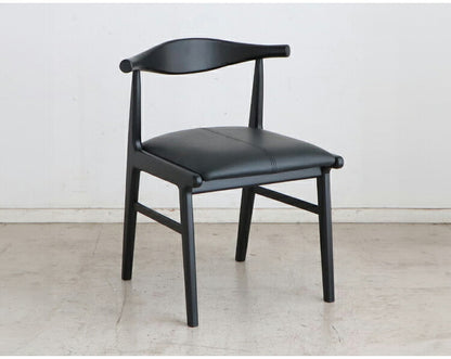 ダイニングチェア 2脚セット 完成品 座面高44cm 背もたれ付き レザー調 木脚 アッシュ 食卓椅子 セミアーム おしゃれ キャメル ブラック リビング ダイニング 椅子 チェア(代引不可)