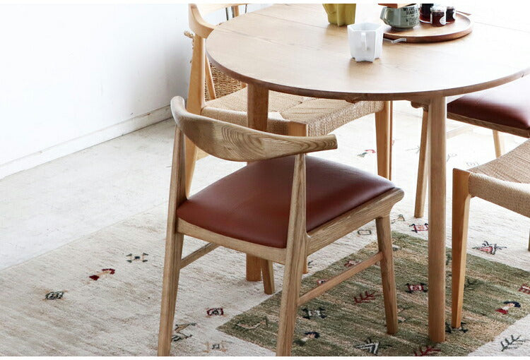 ダイニングチェア 2脚セット 完成品 座面高44cm 背もたれ付き レザー調 木脚 アッシュ 食卓椅子 セミアーム おしゃれ キャメル ブラック リビング ダイニング 椅子 チェア(代引不可)