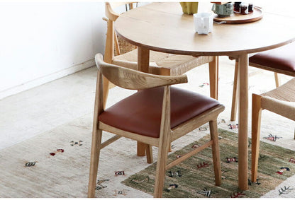 ダイニングチェア 2脚セット 完成品 座面高44cm 背もたれ付き レザー調 木脚 アッシュ 食卓椅子 セミアーム おしゃれ キャメル ブラック リビング ダイニング 椅子 チェア(代引不可)