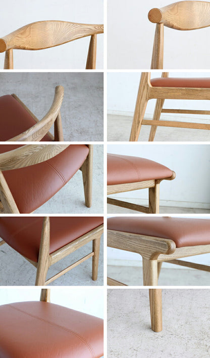 ダイニングチェア 2脚セット 完成品 座面高44cm 背もたれ付き レザー調 木脚 アッシュ 食卓椅子 セミアーム おしゃれ キャメル ブラック リビング ダイニング 椅子 チェア(代引不可)