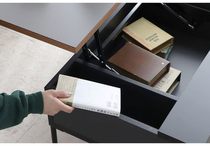 ダイニングテーブル 昇降式 収納機能 国産 幅89.5 奥行き58.8 高さ37-58.2cm モダン リビング リモートワーク デスク テーブル お洒落(代引不可)