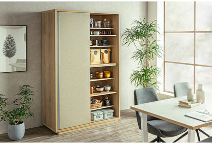 キッチンボード 食器棚 幅約120cm 日本製 レンジ台 オープン収納 引き出し 可動棚 引戸 コード穴 木目調 北欧風 キャビネット キッチン収納 ダイニングボード 国産 リビング キッチン ダイニング(代引不可)