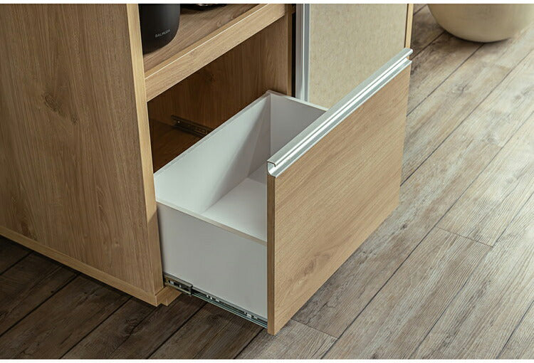 キッチンボード 食器棚 幅約120cm 日本製 レンジ台 オープン収納 引き出し 可動棚 引戸 コード穴 木目調 北欧風 キャビネット キッチン収納 ダイニングボード 国産 リビング キッチン ダイニング(代引不可)