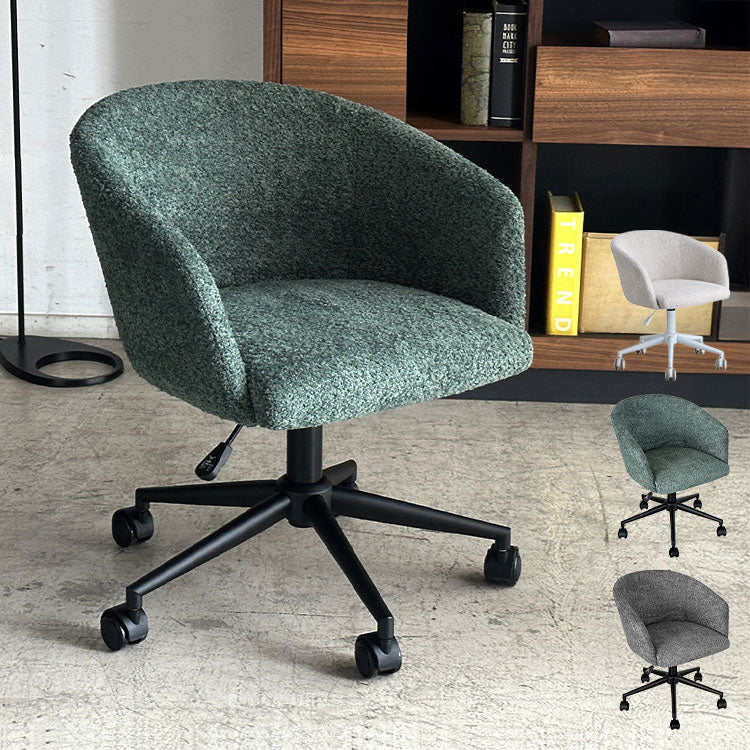 デスクチェア 昇降式 座面高42~49cm キャスター付き ワーキングチェア ブークレ生地 おしゃれ もこもこ オフィスチェア リモートワーク リビング デスク 椅子 チェア(代引不可)