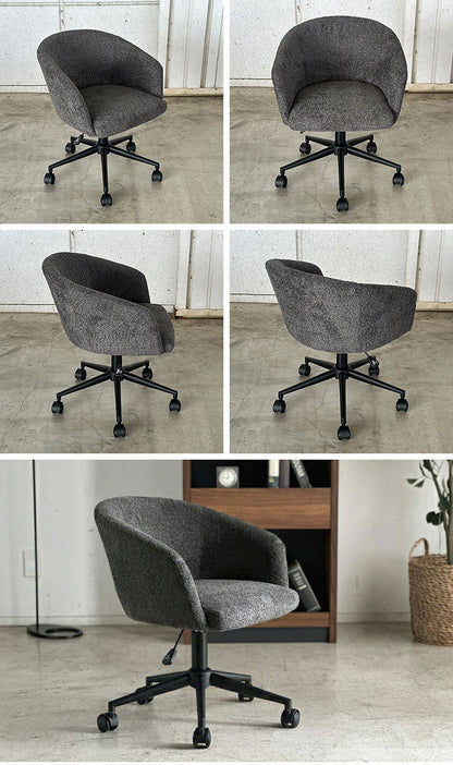 デスクチェア 昇降式 座面高42~49cm キャスター付き ワーキングチェア ブークレ生地 おしゃれ もこもこ オフィスチェア リモートワーク リビング デスク 椅子 チェア(代引不可)