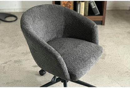 デスクチェア 昇降式 座面高42~49cm キャスター付き ワーキングチェア ブークレ生地 おしゃれ もこもこ オフィスチェア リモートワーク リビング デスク 椅子 チェア(代引不可)