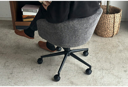 デスクチェア 昇降式 座面高42~49cm キャスター付き ワーキングチェア ブークレ生地 おしゃれ もこもこ オフィスチェア リモートワーク リビング デスク 椅子 チェア(代引不可)