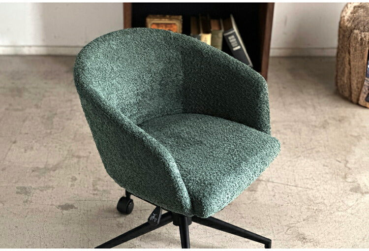 デスクチェア 昇降式 座面高42~49cm キャスター付き ワーキングチェア ブークレ生地 おしゃれ もこもこ オフィスチェア リモートワーク リビング デスク 椅子 チェア(代引不可)