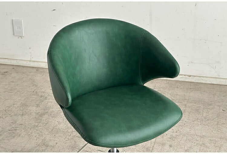 ラウンドチェア 回転チェア 昇降式 座面高38~48cm 十字脚 スチール脚 合成皮革 耐荷重80kg デスクチェア ワーキングチェア ダイニングチェア シンプル リビング ダイニング 回転式 椅子 チェア(代引不可)