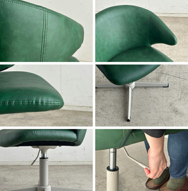 ラウンドチェア 回転チェア 昇降式 座面高38~48cm 十字脚 スチール脚 合成皮革 耐荷重80kg デスクチェア ワーキングチェア ダイニングチェア シンプル リビング ダイニング 回転式 椅子 チェア(代引不可)