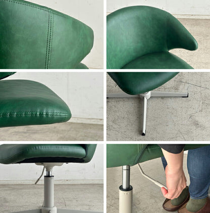 ラウンドチェア 回転チェア 昇降式 座面高38~48cm 十字脚 スチール脚 合成皮革 耐荷重80kg デスクチェア ワーキングチェア ダイニングチェア シンプル リビング ダイニング 回転式 椅子 チェア(代引不可)