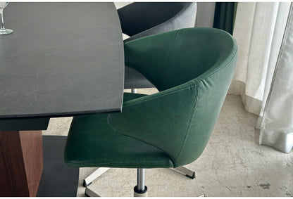 ラウンドチェア 回転チェア 昇降式 座面高38~48cm 十字脚 スチール脚 合成皮革 耐荷重80kg デスクチェア ワーキングチェア ダイニングチェア シンプル リビング ダイニング 回転式 椅子 チェア(代引不可)