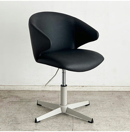 ラウンドチェア 回転チェア 昇降式 座面高38~48cm 十字脚 スチール脚 合成皮革 耐荷重80kg デスクチェア ワーキングチェア ダイニングチェア シンプル リビング ダイニング 回転式 椅子 チェア(代引不可)