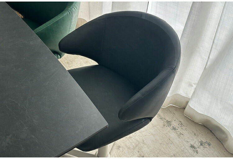 ラウンドチェア 回転チェア 昇降式 座面高38~48cm 十字脚 スチール脚 合成皮革 耐荷重80kg デスクチェア ワーキングチェア ダイニングチェア シンプル リビング ダイニング 回転式 椅子 チェア(代引不可)