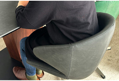 ラウンドチェア 回転チェア 昇降式 座面高38~48cm 十字脚 スチール脚 合成皮革 耐荷重80kg デスクチェア ワーキングチェア ダイニングチェア シンプル リビング ダイニング 回転式 椅子 チェア(代引不可)