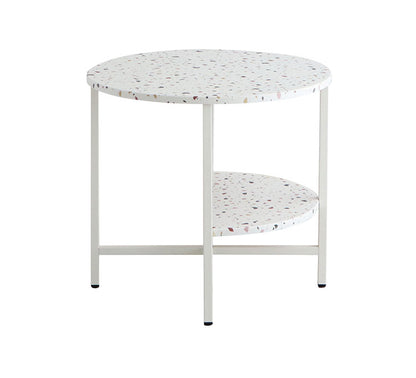 サイドテーブル 幅60cm 円形テーブル 棚付き テラゾー柄 丸テーブル ソファサイド ベッドサイド テーブル おしゃれ 韓国インテリア 韓国 北欧 一人暮らし 新生活 大人(代引不可)