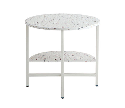 サイドテーブル 幅60cm 円形テーブル 棚付き テラゾー柄 丸テーブル ソファサイド ベッドサイド テーブル おしゃれ 韓国インテリア 韓国 北欧 一人暮らし 新生活 大人(代引不可)