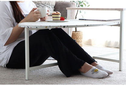 センターテーブル 幅122cm リビングテーブル 棚付き テラゾー柄 楕円テーブル 丸テーブル 机 テーブル リビング おしゃれ 韓国インテリア 韓国 北欧 一人暮らし 新生活(代引不可)