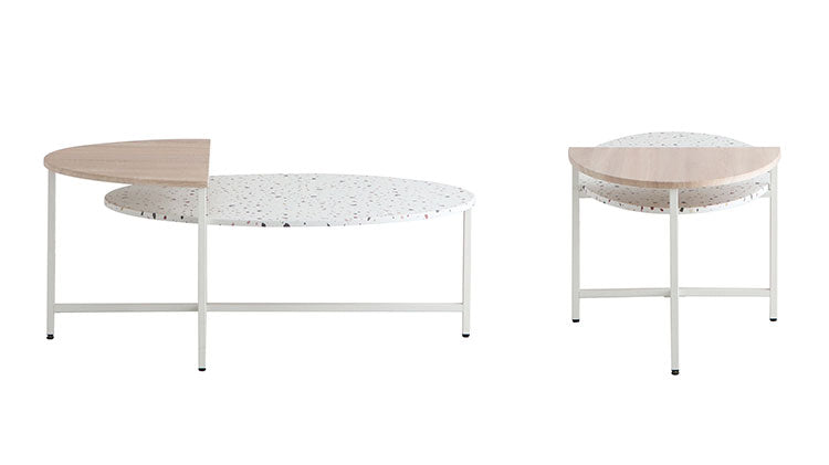 センターテーブル 幅122cm リビングテーブル 棚付き テラゾー柄 楕円テーブル 丸テーブル 机 テーブル リビング おしゃれ 韓国インテリア 韓国 北欧 一人暮らし 新生活(代引不可)