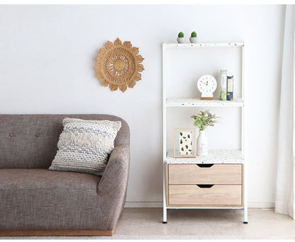 シェルフ 幅59 奥行41 高さ126cm オープンラック テラゾー柄 引き出し収納 ディスプレイラック 本棚 リビング おしゃれ 韓国インテリア 韓国 北欧 一人暮らし 新生活 大人(代引不可)