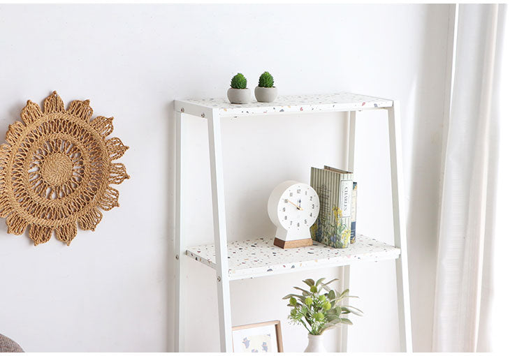 シェルフ 幅59 奥行41 高さ126cm オープンラック テラゾー柄 引き出し収納 ディスプレイラック 本棚 リビング おしゃれ 韓国インテリア 韓国 北欧 一人暮らし 新生活 大人(代引不可)