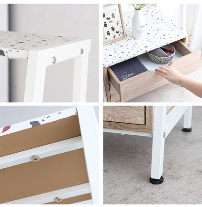 シェルフ 幅59 奥行41 高さ126cm オープンラック テラゾー柄 引き出し収納 ディスプレイラック 本棚 リビング おしゃれ 韓国インテリア 韓国 北欧 一人暮らし 新生活 大人(代引不可)