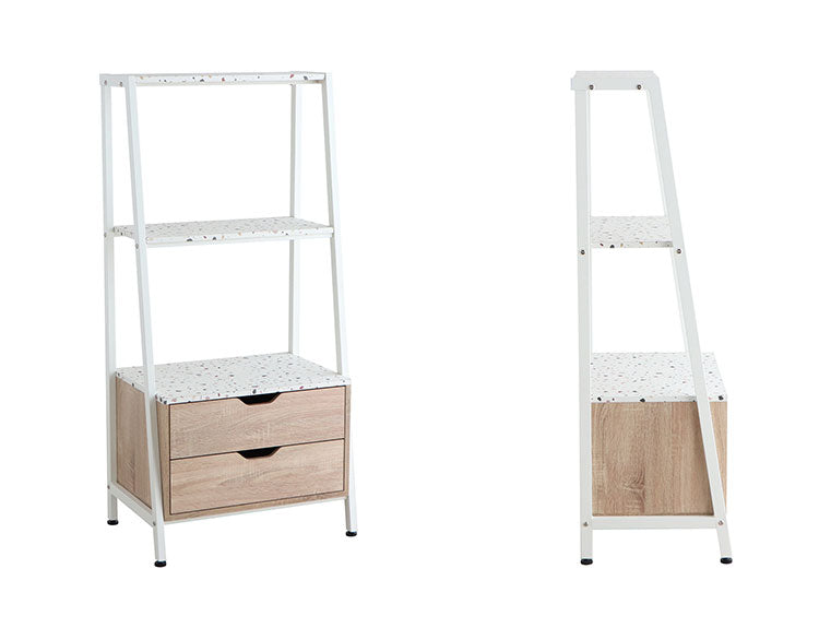 シェルフ 幅59 奥行41 高さ126cm オープンラック テラゾー柄 引き出し収納 ディスプレイラック 本棚 リビング おしゃれ 韓国インテリア 韓国 北欧 一人暮らし 新生活 大人(代引不可)