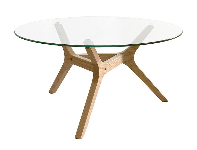 ガラステーブル 円形 幅80cm ローテーブル 天然木 木脚 センターテーブル リビングテーブル おしゃれ ガラス リビング ワンルーム 一人暮らし カフェテーブル 食卓 丸テーブル(代引不可)