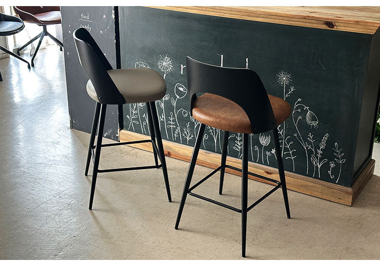 バーチェア 座面高65cm 背もたれ付き カウンターチェア ハイスツール スチール脚 椅子 スツールリビング カウンター モダン おしゃれ 宅飲み ラグジュアリー(代引不可)