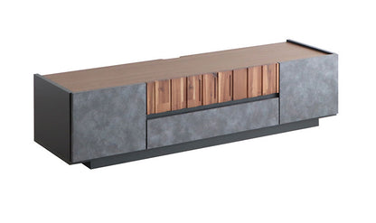 テレビボード 幅140cm 日本製 完成品 コンクリート調 引き出し収納 コード穴 ソリッド テレビ台 モダン おしゃれ 木製 アカシア材 リビング TVボード 扉収納 大容量(代引不可)